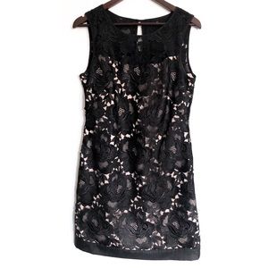 WHBM NWOT black lace overlay shift cocktail dress